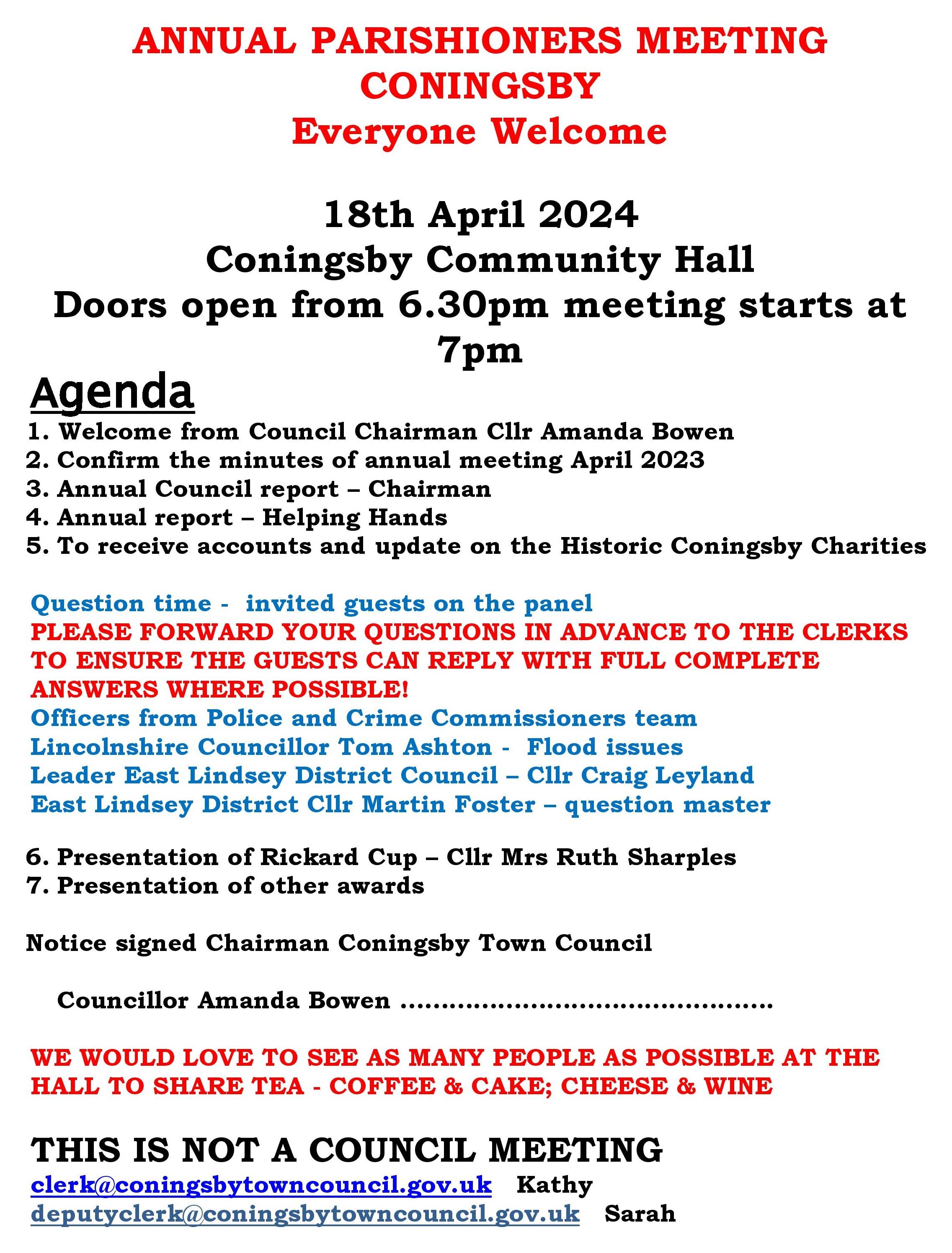 May 2024 poster for annual town meeting